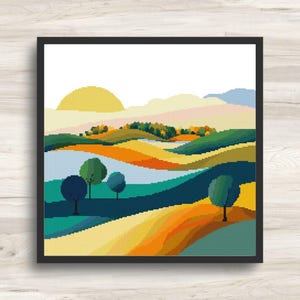Landschafts-Kreuzstichmuster – Abstrakte Kunst 5 – PDF-Download (kompatibel mit Pattern Keeper)