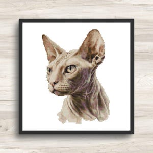 Sphynx Cat Portrait Cross Stitch Pattern: Modern Feline Design (PDF Download)