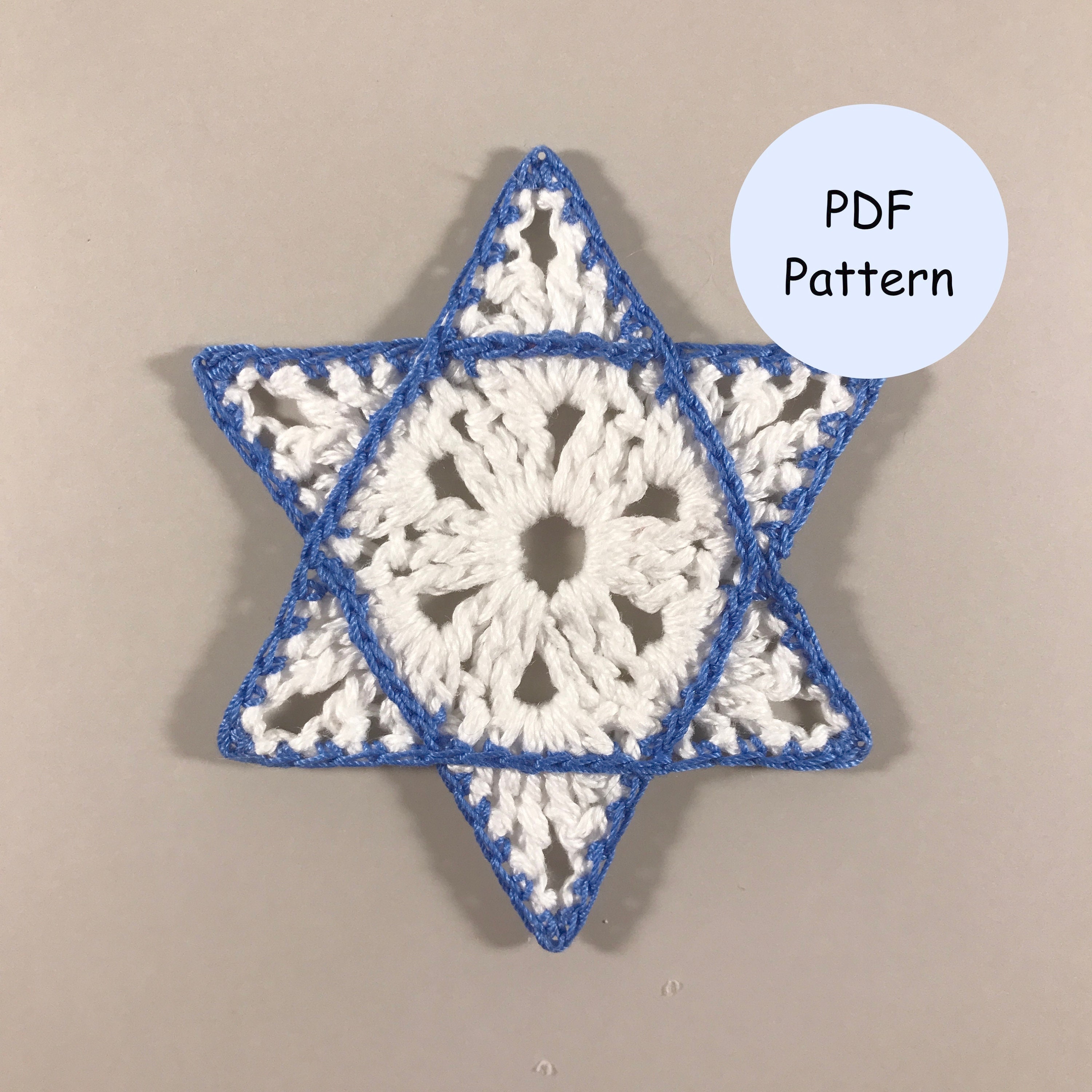 Crochet Pattern Star of David Ornament Etsy