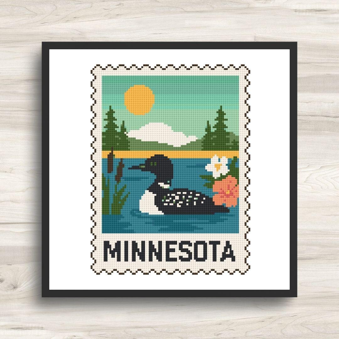 Minnesota Cross Stitch Pattern - Midwest State Postage Stamp - PDF ...