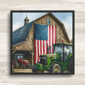 Cross Stitch Pattern: Patriotic Rural Americana Motif 4 - PDF Instant Download