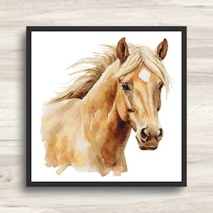 Kreuzstich Muster: Palomino Pferdeportrait Motiv 5 - PDF Instant Download