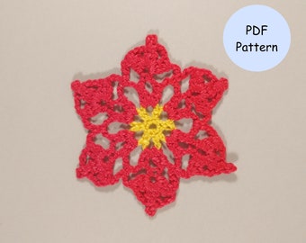 Crochet Pattern: Poinsettia Flower Ornament