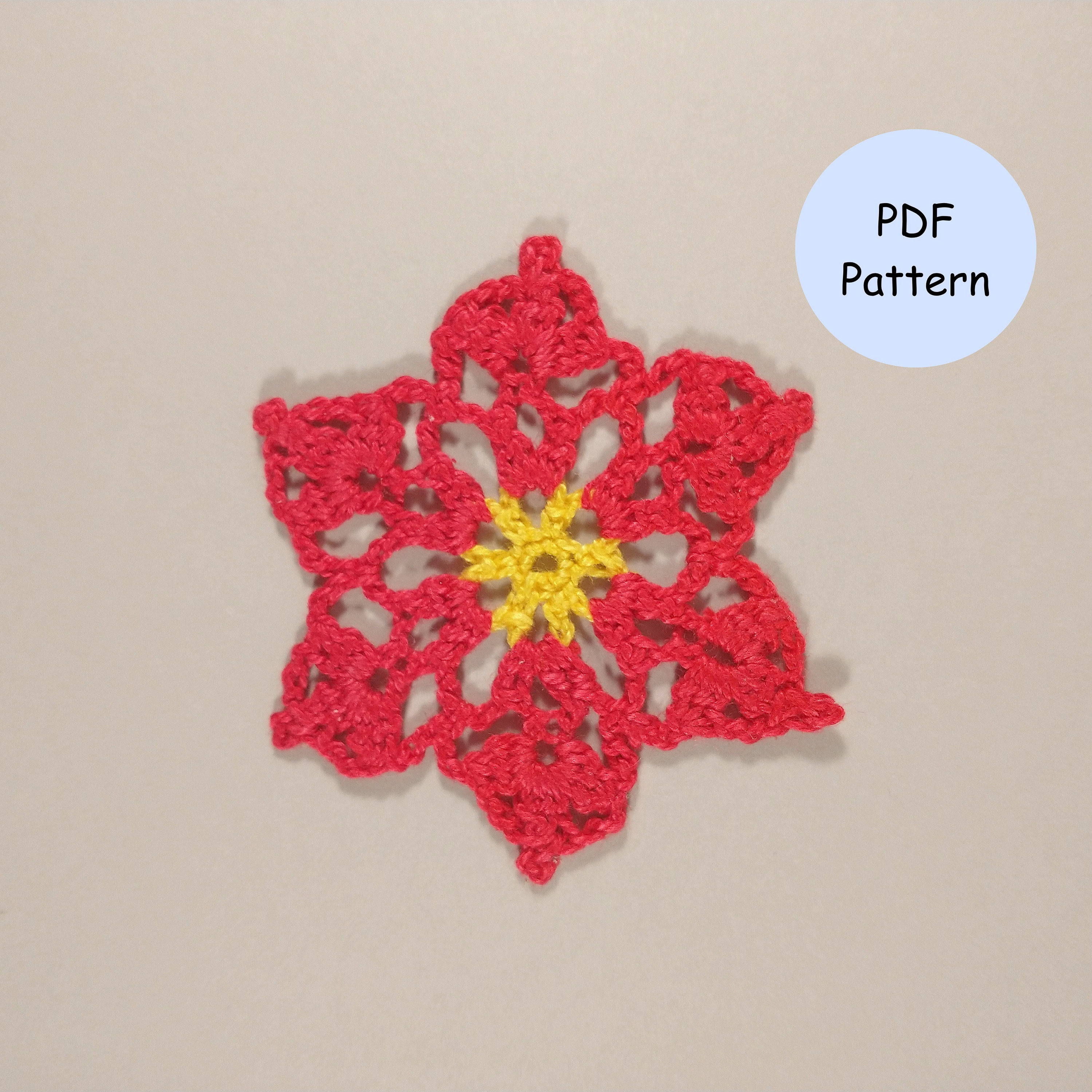 Crochet Pattern Poinsettia Flower Ornament Etsy