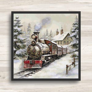 Kreuzstichmuster: Weihnachtszug Winterurlaub Motiv 4 - PDF Instant Download