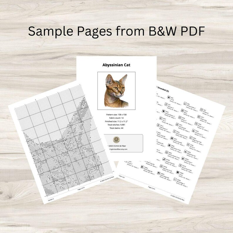 Abyssinian Cat Portrait Cross Stitch Pattern: Feline Embroidery (PDF ...