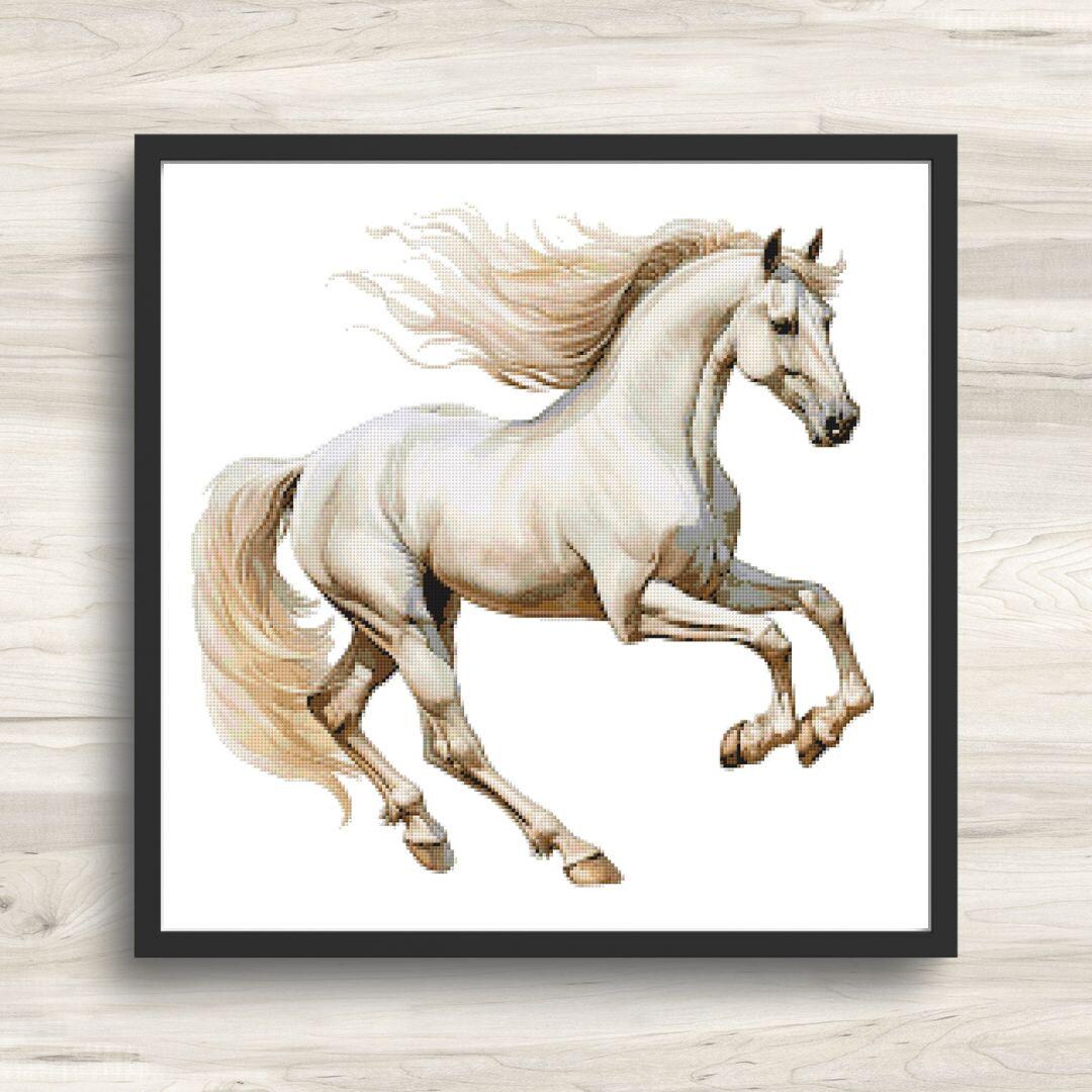 Cross Stitch Pattern: Rearing White Horse - PDF Instant Download - Etsy