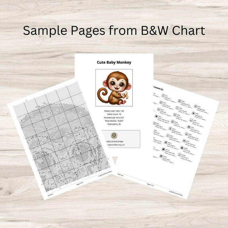 Baby Monkey Cross Stitch Pattern - Nursery Decor - PDF Download - Etsy