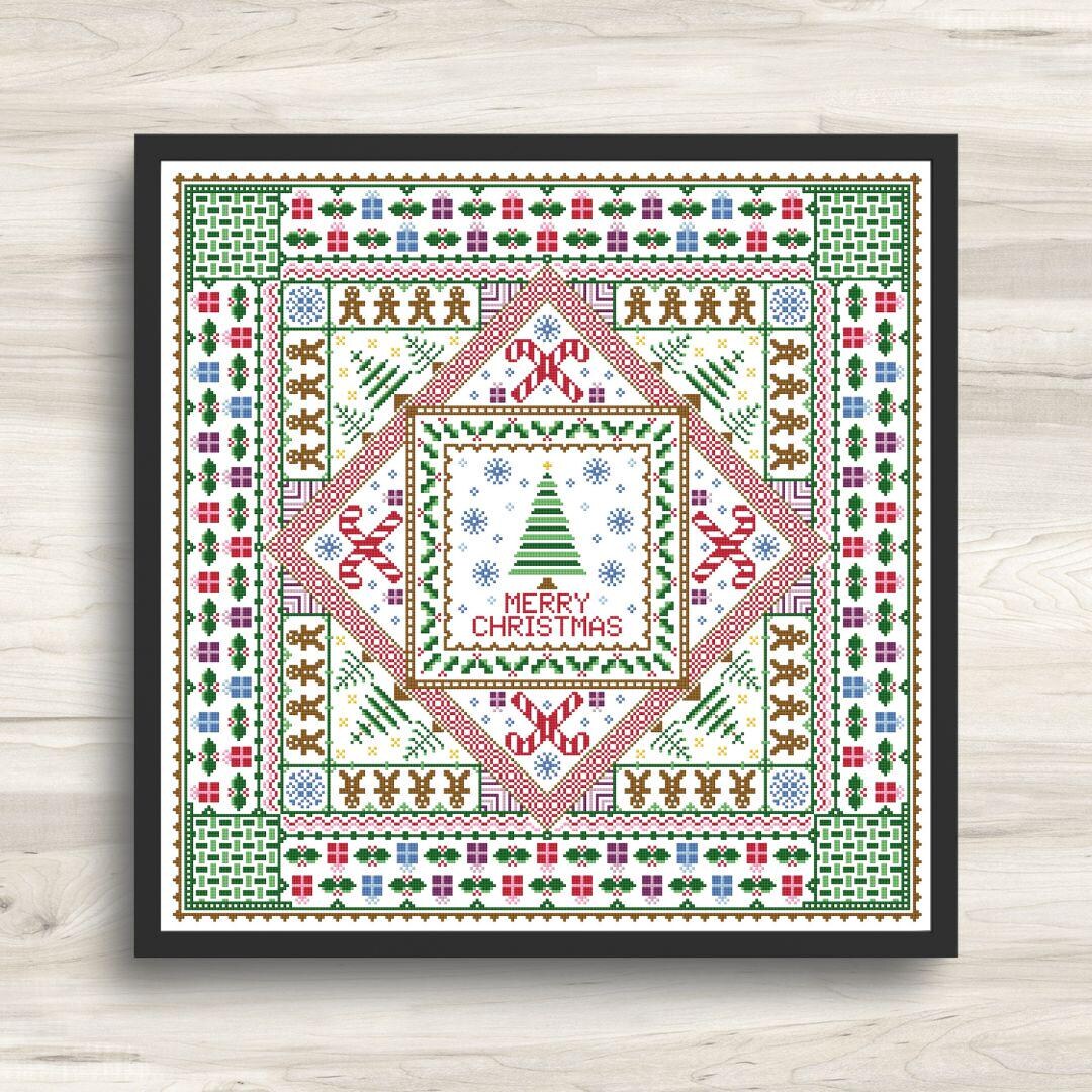 Merry Christmas Sampler Cross Stitch Pattern - PDF Download - Etsy