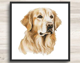 Kreuzstich Muster: Golden Retriever Hund - PDF Instant Download