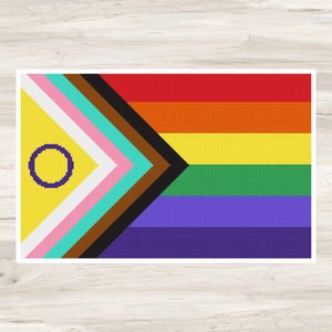 Cross Stitch Pattern: LGBTQIA Rainbow Pride Flag 2025 Inclusive - PDF Instant Download