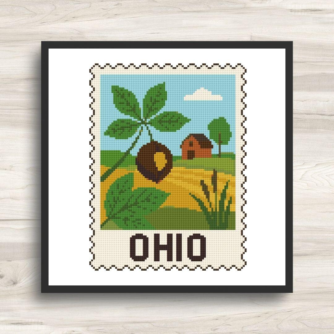 Ohio Cross Stitch Pattern - Midwest State Postage Stamp - PDF Download ...
