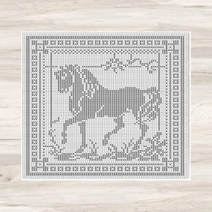 Patrón de crochet de filete: Cavallino Rampante