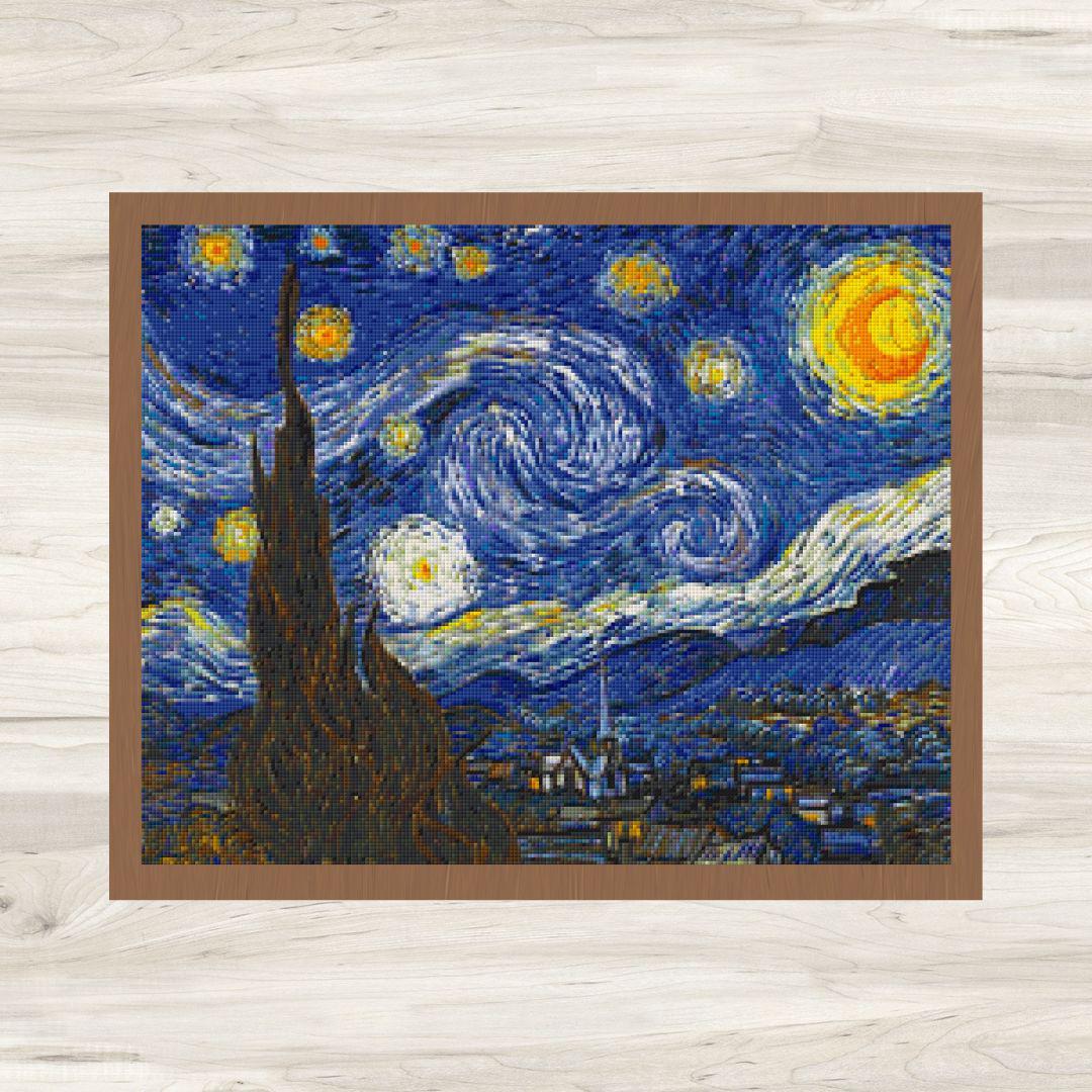 星月夜クロスステッチパターン - ゴッホの絵画 - PDFダウンロード