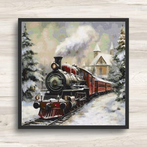 Kreuzstichmuster: Weihnachtszug Winterurlaub Motiv 7 - PDF Instant Download