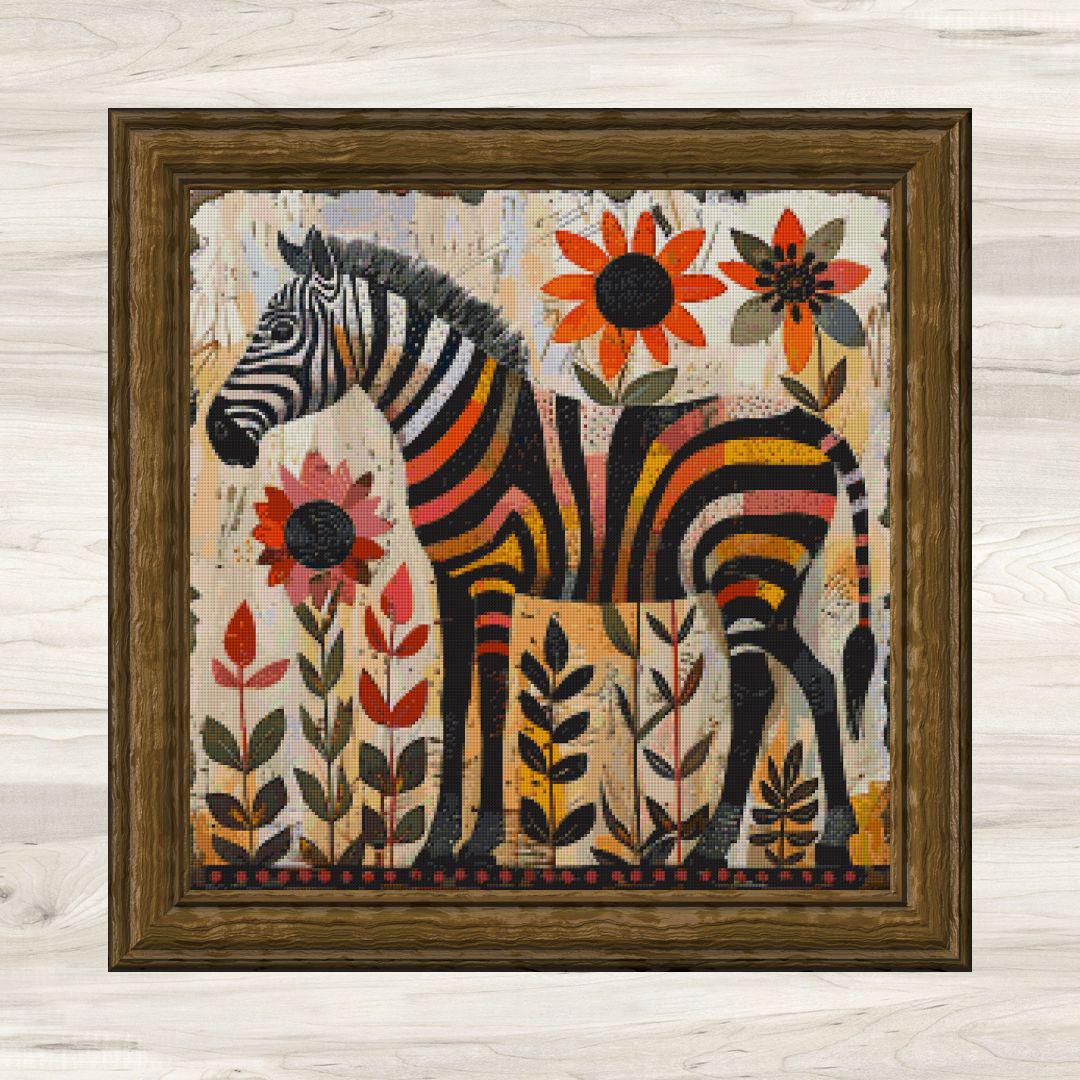 クロスステッチパターン：アフリカの動物フォークアート シマウマ 6