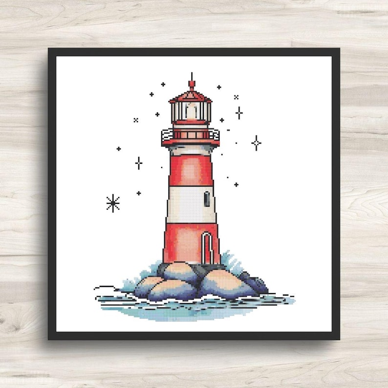 Lighthouse Cross Stitch Pattern - Coastal Motif 4 - PDF Download - Etsy
