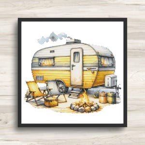 Kreuzstich Muster: Vintage Camper Caravan Motiv 6 - PDF Instant Download