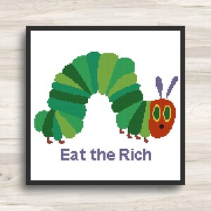 Eat the Rich-kruissteekpatroon - hongerige rups - pdf-download Compatibel met patroonhouder