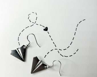 Boucles d'oreilles avion en papier