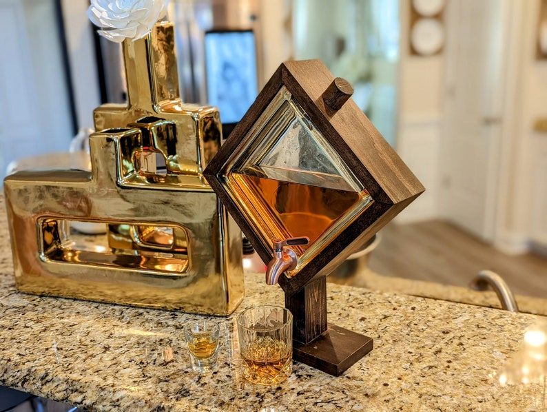 Bourbon Decanter Drink Dispenser Beverage Dispensers Glass Etsy
