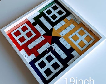 Gioco da tavolo Ludo con piano in vetro: Pachisi Parcheesi da 19 pollici