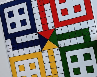 Ludo Game 12x12 inch HD PRINT ONLY, with 2 Dice and Tokens.