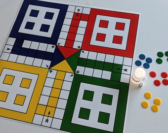 Ludo Game 16 to 18 inch HD PRINT ONLY, with 2 Dice and Tokens.