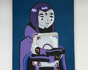 Cuervo - mini pintura en lienzo