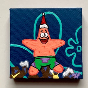 Patrick Star Christmas Painting - Mini Canvas