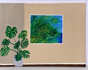 Monstera Vista - Pintura acrílica