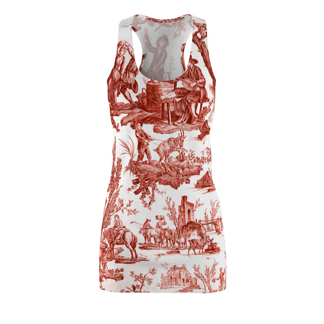 Toile De Jouy Dress Red Toile Dress French Toile Dress Red Etsy