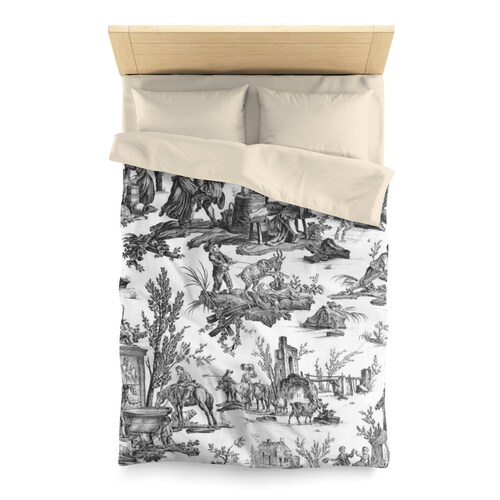 Black and White Toile bedding, Toile de Jouy Duvet Cover, shops Black Toile, French Toile decor, Renaissance duvet, renaissance bedding