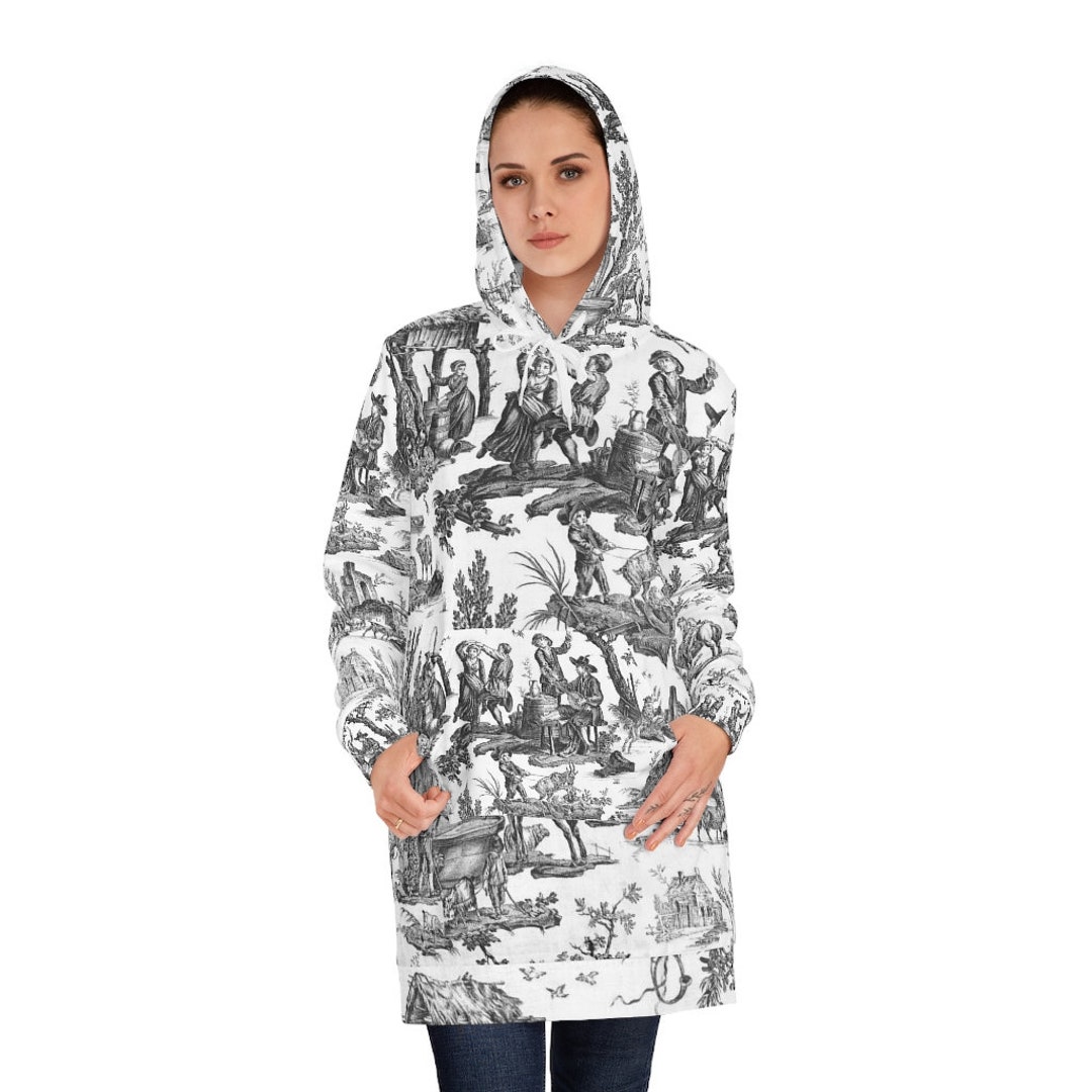 Black and White Toile De Jouy Women's Hoodie Dress Toile - Etsy