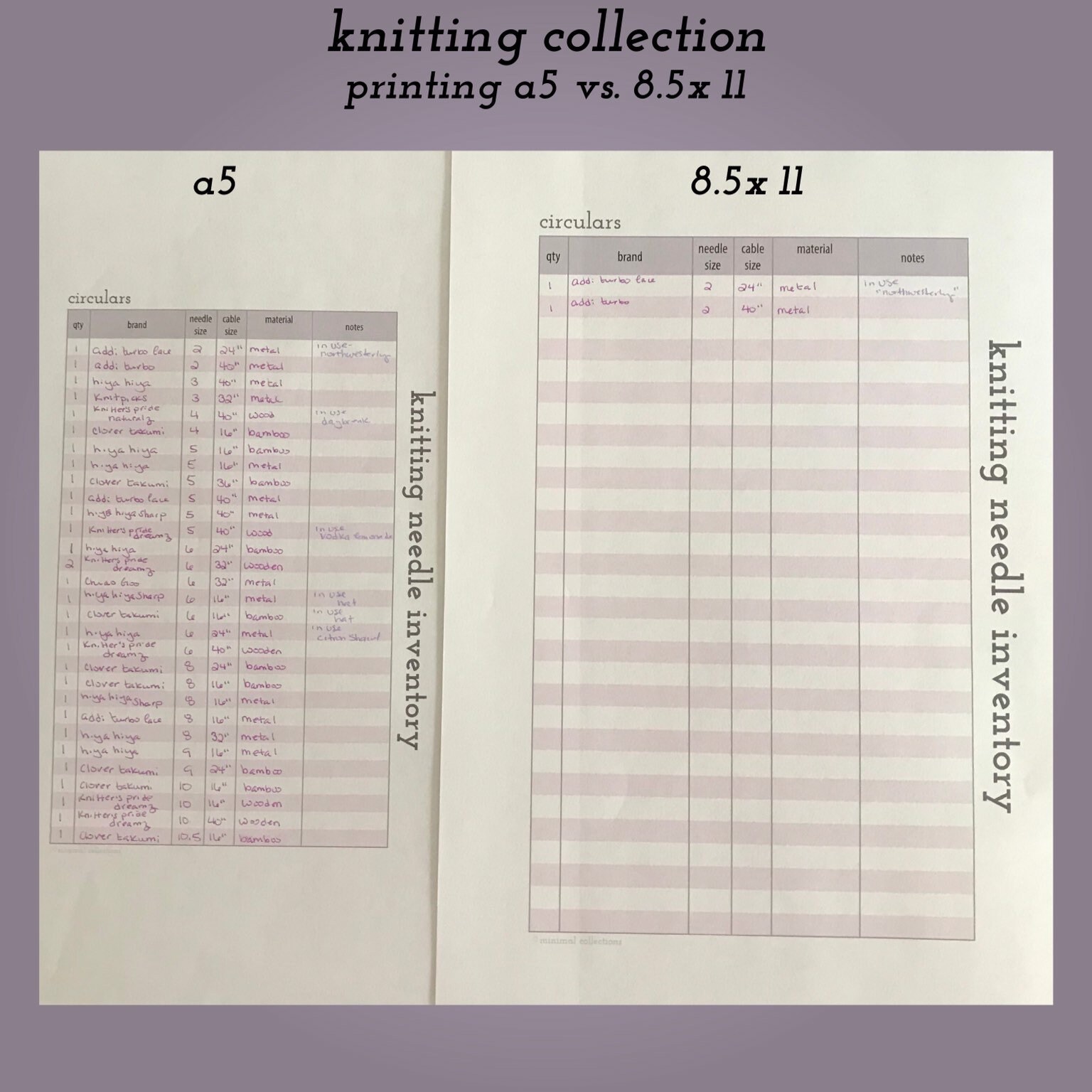 Printable Knitting Journal PDF Instant Download Etsy