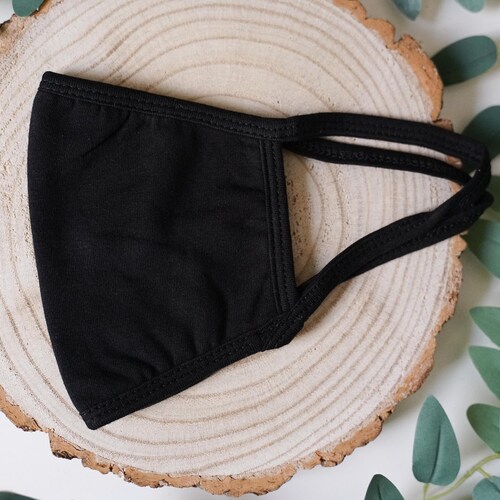 Plain Cotton Black Face Masks Reusable Triple Layer Adult Etsy