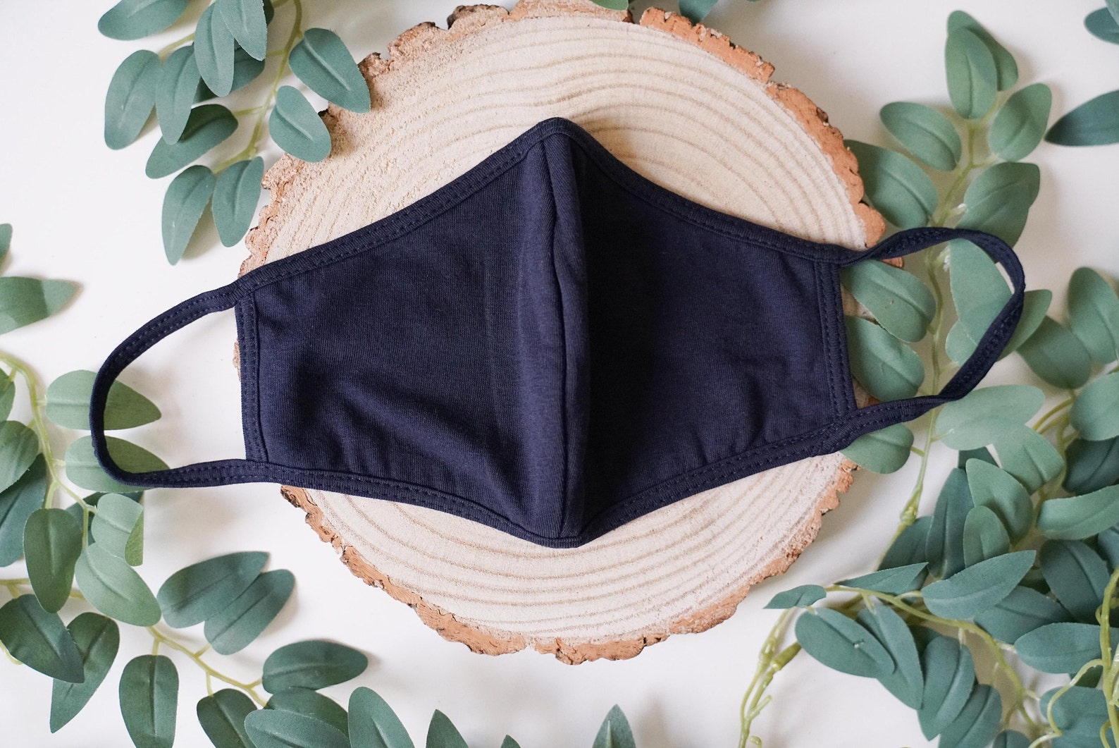 Plain Cotton Navy Blue Face Masks Reusable, Triple Layer, Adult Size Etsy