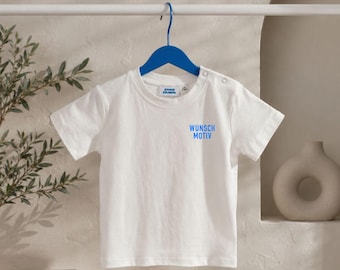 Personalisiertes Kinder T-Shirt | Handgesticktes Wunschmotiv | 100% Baumwolle