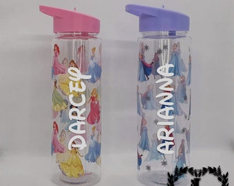 Personalised Water Bottle With Straw - Disney Princesses - Frozen -  BPA free