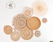 THAIHOME Wall décor (SANSUAY), Rattan wall decor, Basket wall hanging, Wall decor living room, Wicker wall decor, Boho basket wall decor set