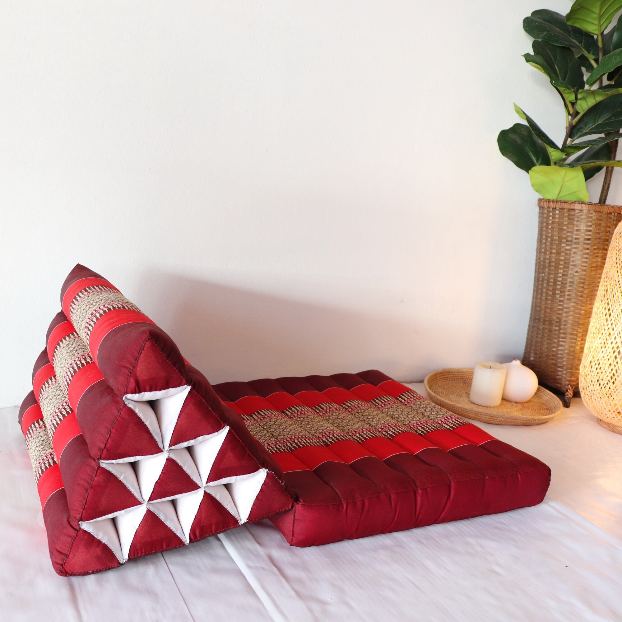 Thai Kapok 1fold Triangle Recliner Cushionthai Traditional Etsy