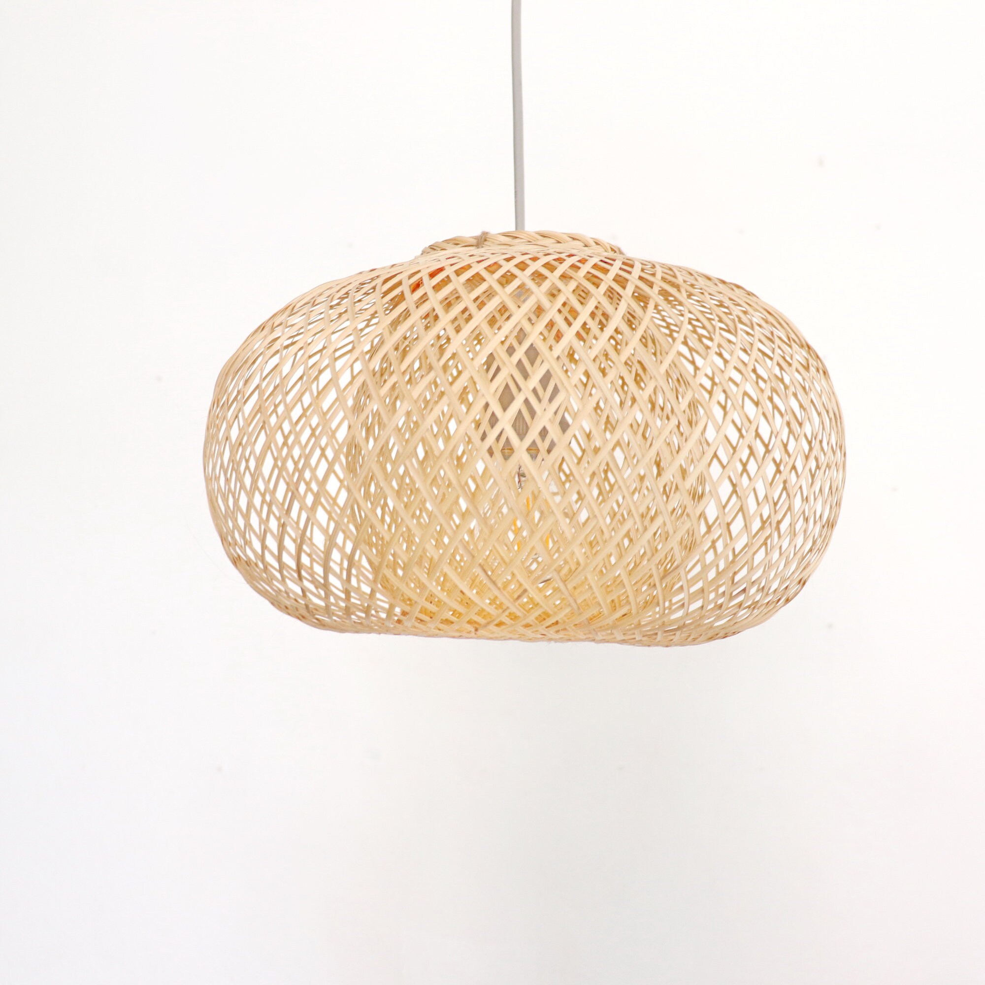 Bamboo Pendant Light Modern Shade Small -