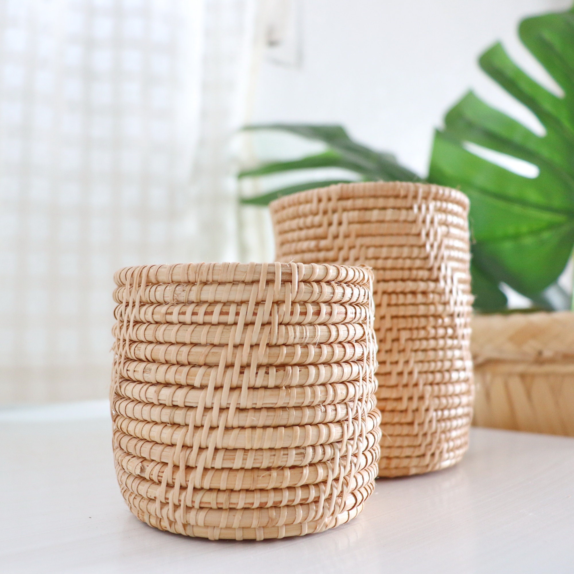 Rattan Utensil HolderRound Rattan Storage Rattan Storage Etsy