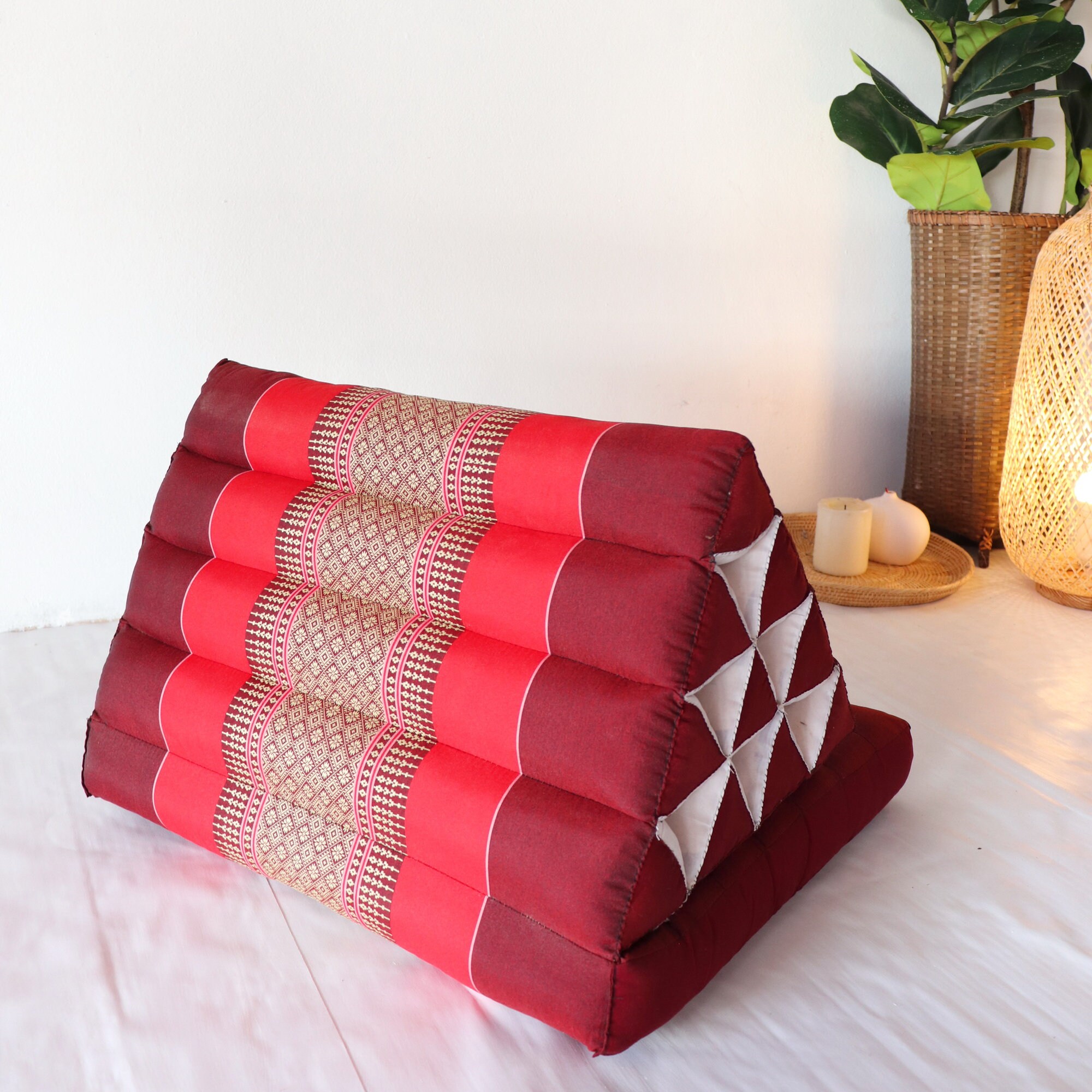 Thai Kapok 1fold Triangle Recliner Cushionthai Traditional Etsy