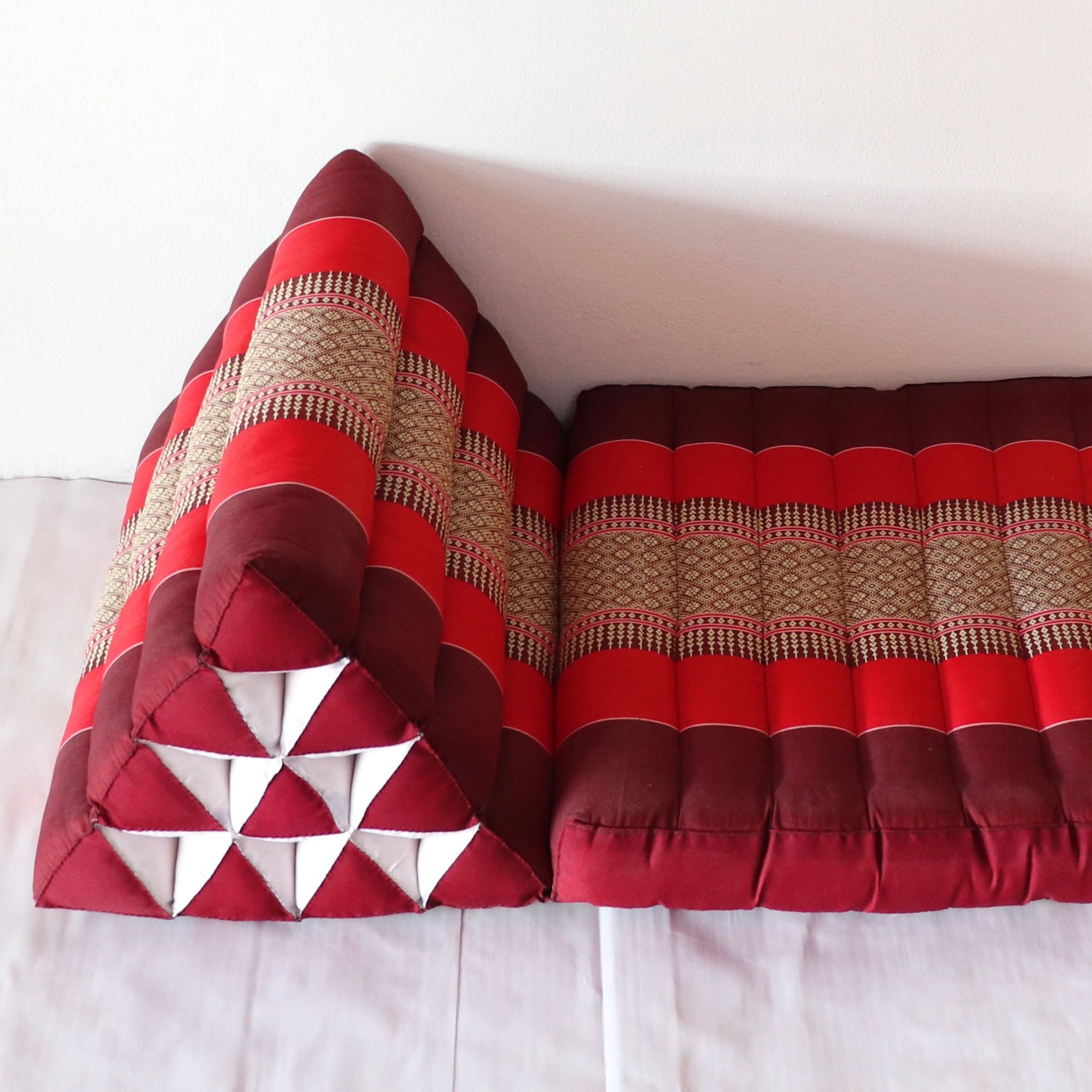 Thai Kapok 1fold Triangle Recliner Cushionthai Traditional Etsy