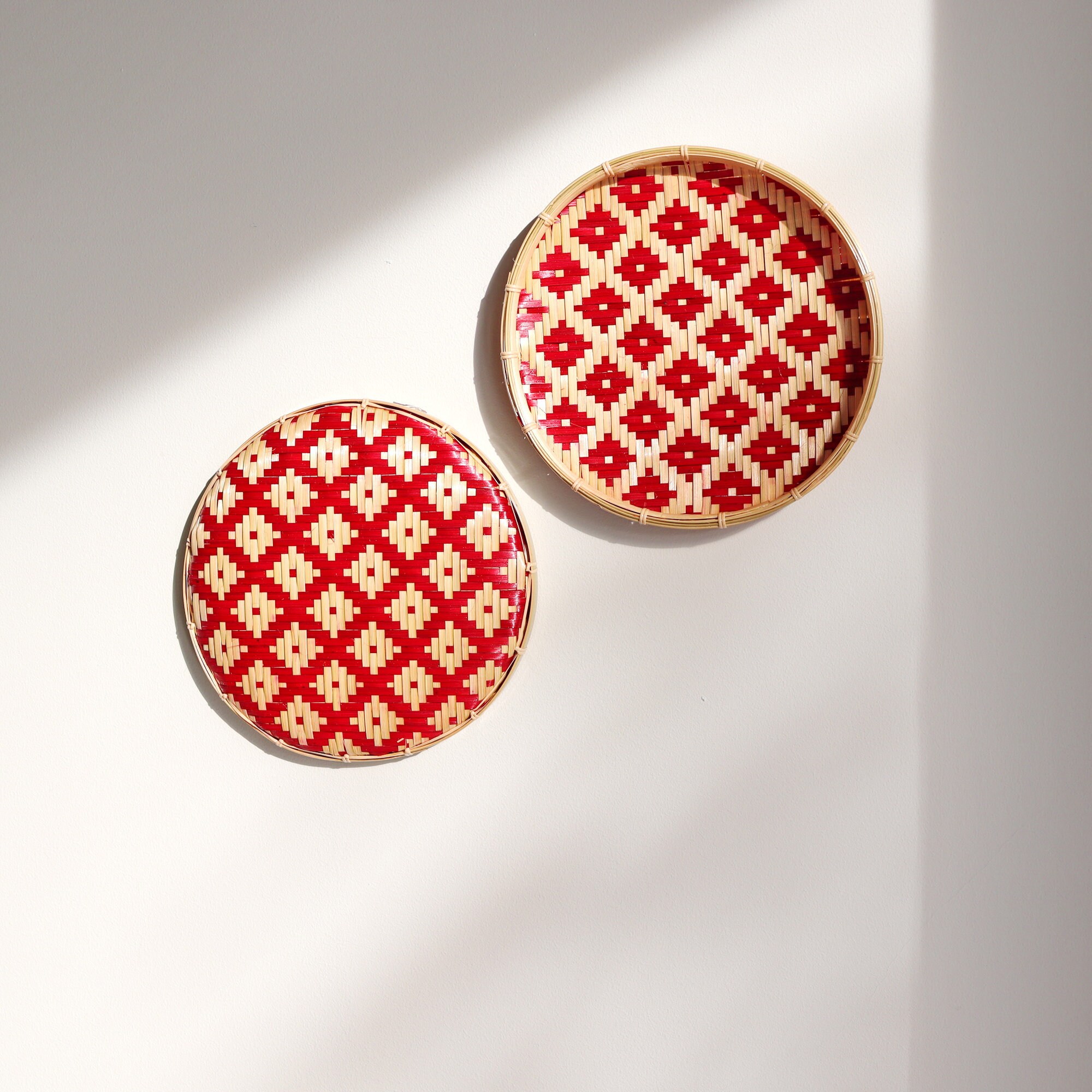 Wall HANGING SET OF 2 Winnowing Rattan Wall Hanging Wall Etsy