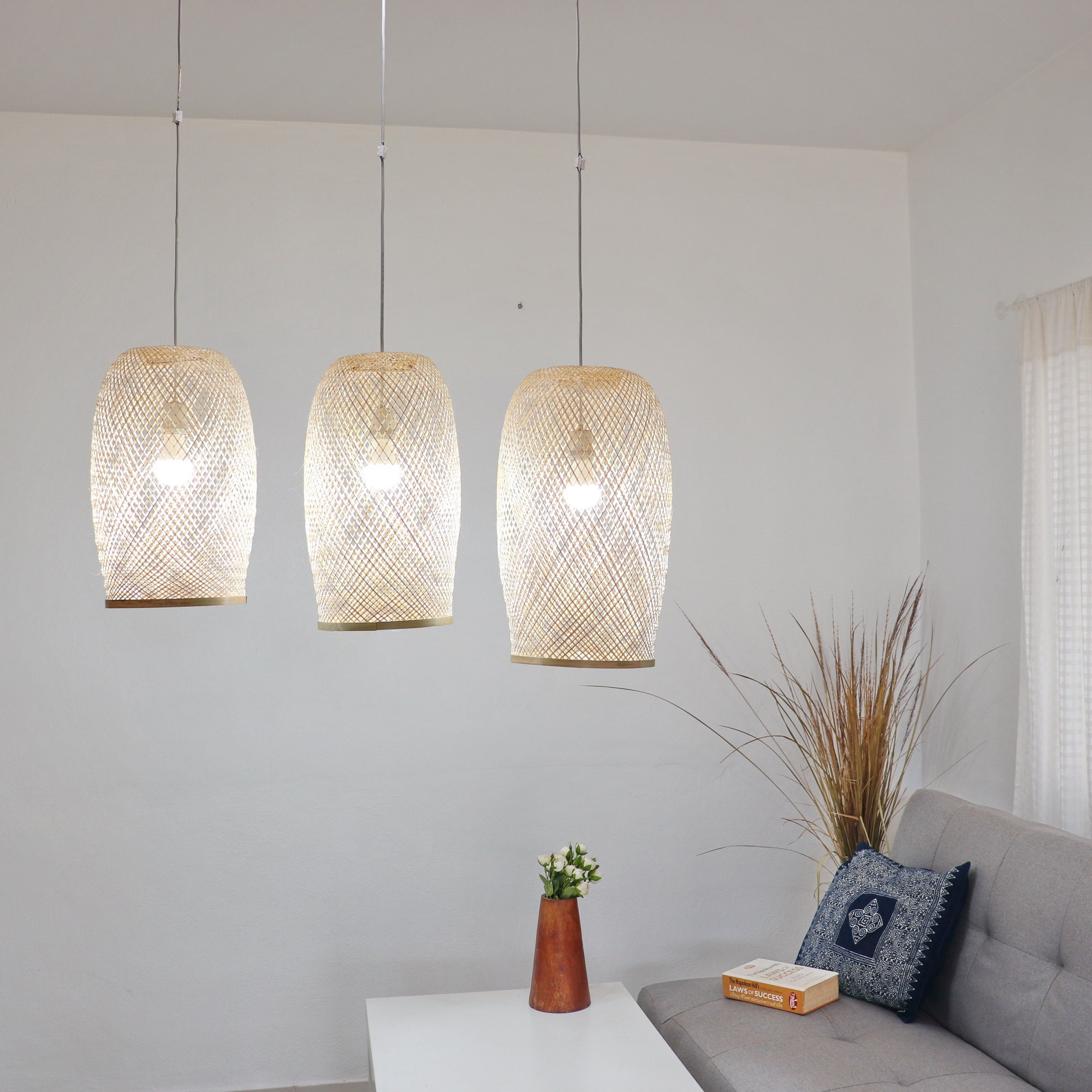 BAMBOO PENDANT LIGHT Traditional Lantern LightWoven Bamboo Etsy