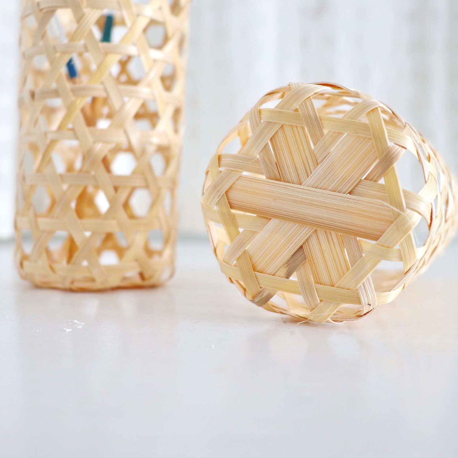 Bamboo Utensil Holder Set of 2Round Bamboo Storage Bamboo Etsy