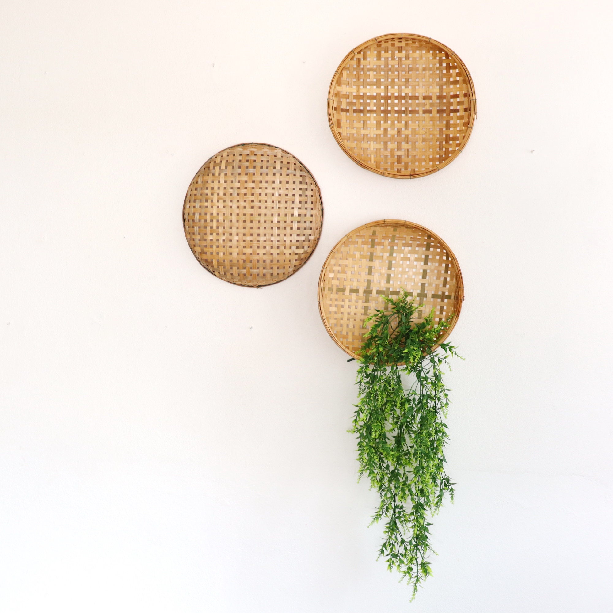 BAMBOO WALL DECOR Wicker Woven Bamboo Winnowing Flat Wall Etsy