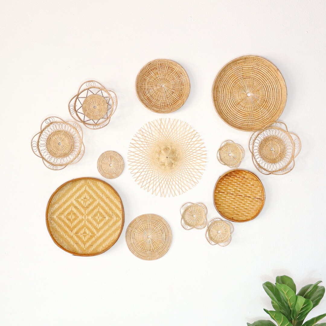 Set of 13 Round Wall Hangings Round Rattan Wall Decor Wall Etsy